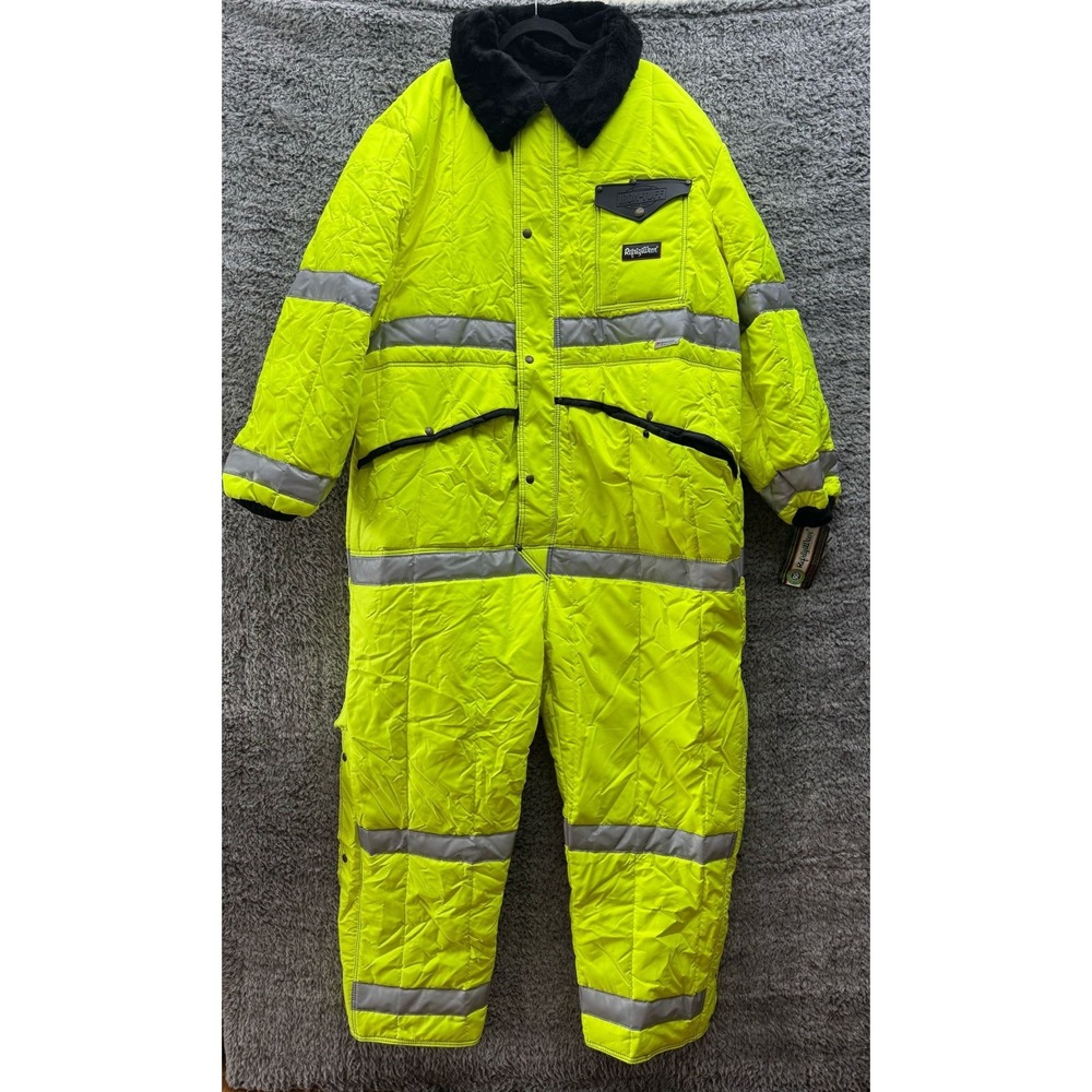 NWD RefrigiWear HiVis™ Iron-Tuff™ Coveralls with Reflective Tape HiVis Lime 4XL
